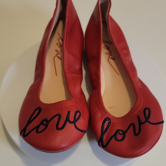 Other - Red Love Embroidered Girl' Flats